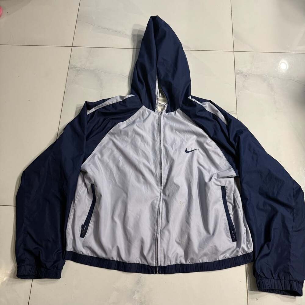 Nike Windbreaker Full Zip Hooded Jacket, Vintage Style with Embroidered Logo